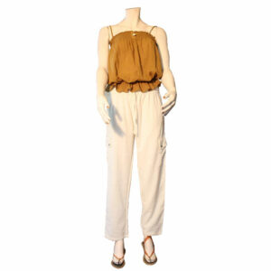 PANTALONI TINTA UNITA BIANCHI CON TASCONI
