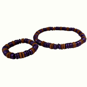 SET COLLANA E BRACCIALE LEGNO PERLE PIATTE 2 COLORI
