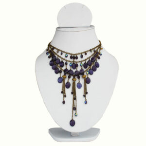 COLLANA CON CASCATA DI PERLE DI VETRO E OTTONE INVECCHIATO