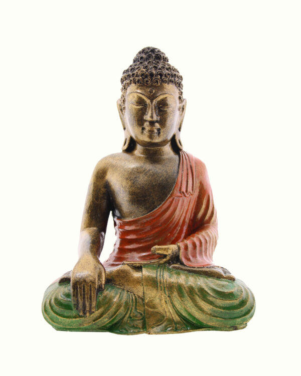 BUDDHA IN RESINA DIPINTA MEDITAZIONE CM 20