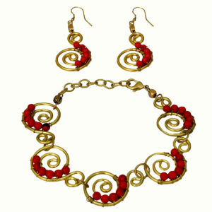 SET BRACCIALETTO E ORECCHINI A SPIRALE CON PIETRINE