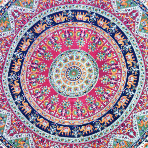 COPRILETTO SINGOLO RAJASTANO MANDALA FLOREALE CON ELEFANTI