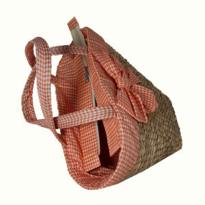 BORSA NATURA CESTINO IN MIDOLLINO CON FIOCCO A QUADRETTI