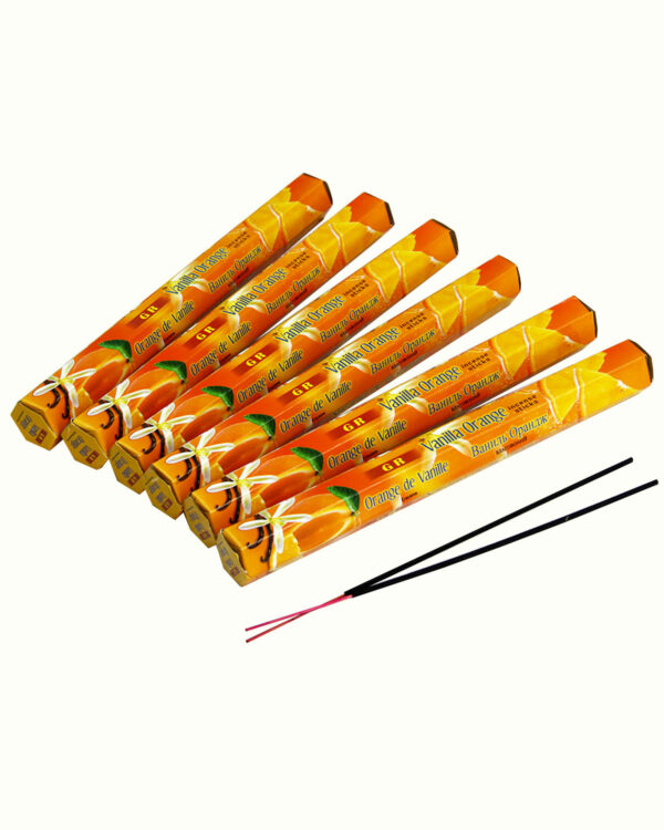 INCENSI ARANCIO VANIGLIA marche assortite ( 1 pacchetto esagonale x 20 sticks )