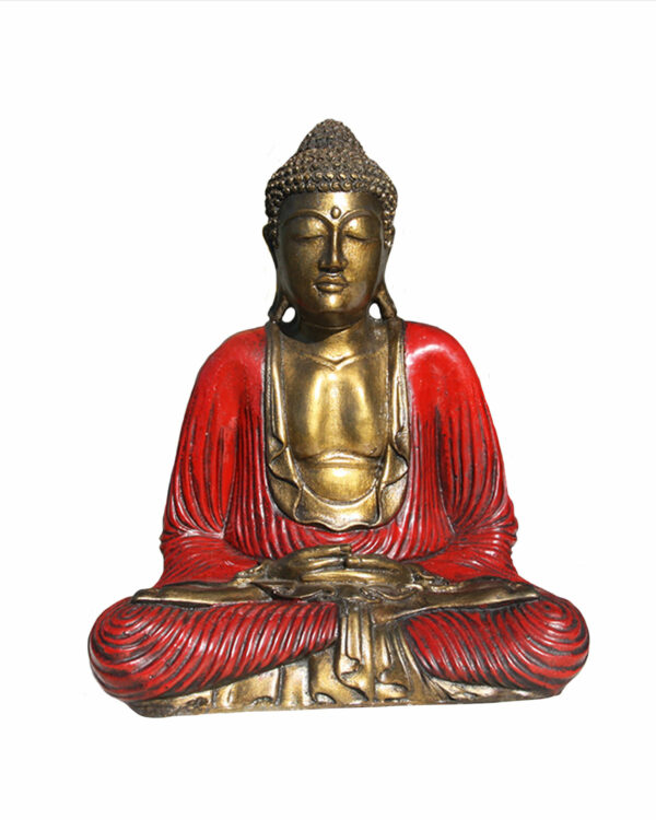 BUDDHA IN RESINA DIPINTA MEDITAZIONE CM 40