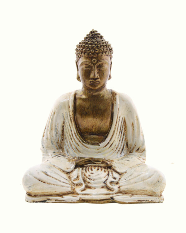 BUDDHA IN RESINA DIPINTA MEDITAZIONE CM 15