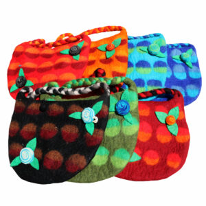 BORSA IN LANA COTTA 2 ROSE E MANICI INTRECCIATI