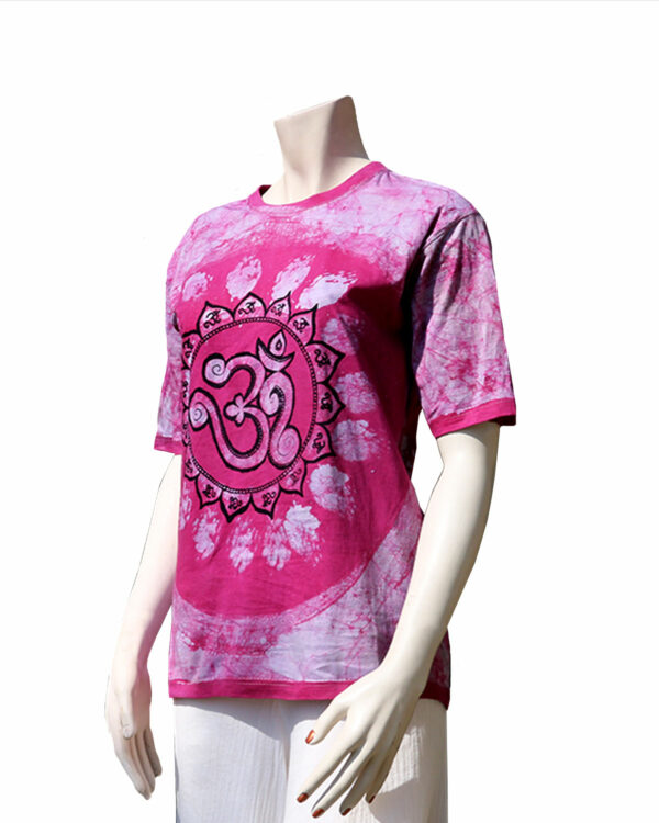 Guru-Shop Maglietta Batik Uomo – Camicia A Manica Corta In Cotone, Blu Con Spirale Colorata, Taglia L, Stile Etnico Unico