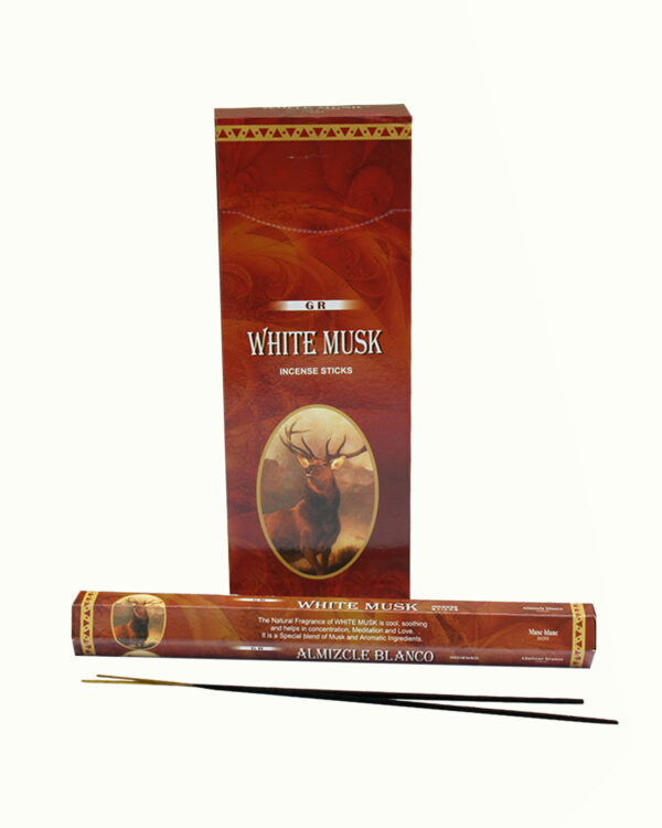 INCENSI  MUSCHIO BIANCO (marche assortite) ( 6 p. esag. X 20 sticks )