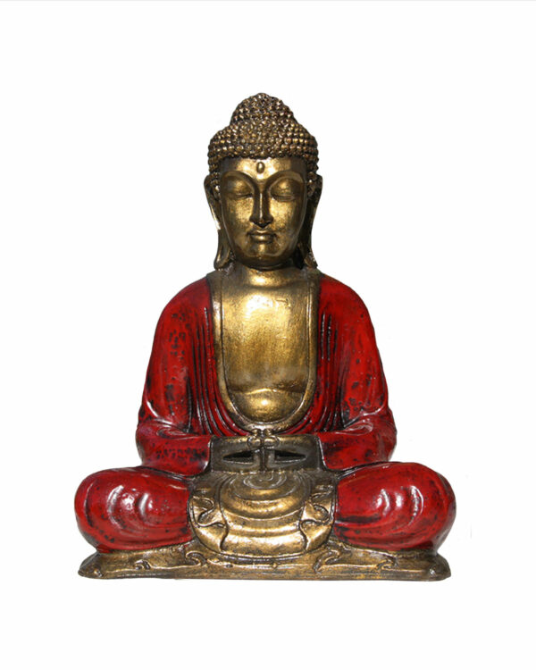 BUDDHA IN RESINA DIPINTA MEDITAZIONE CM 30