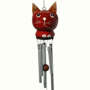 WINDCHIME IN LEGNO E ALLUMINIO CON GATTO PALLA