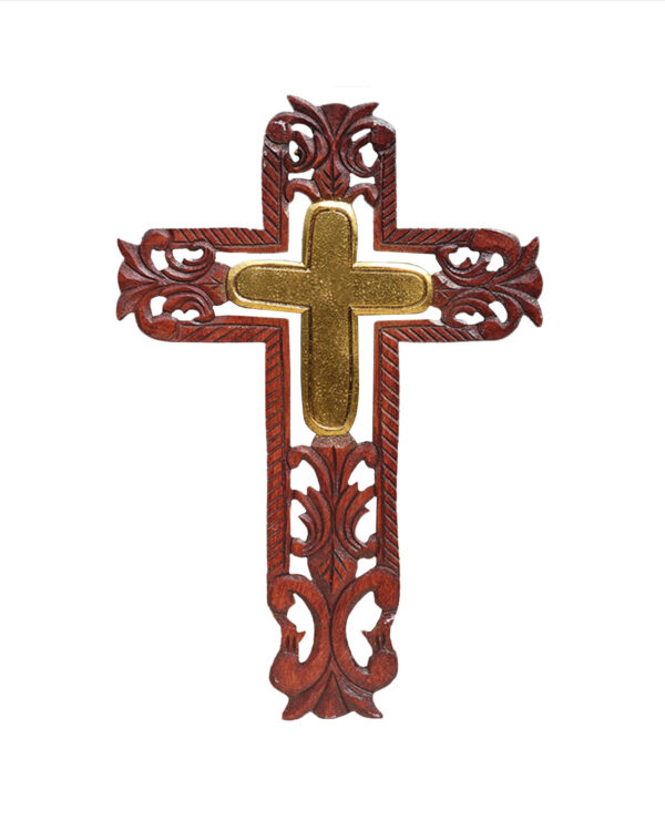 CROCE CRISTIANA IN LEGNO INTAGLIATA