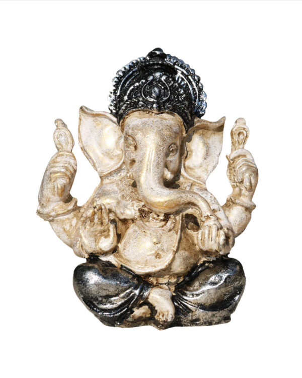 STATUA IN RESINA GANESH BIANCO CM 15