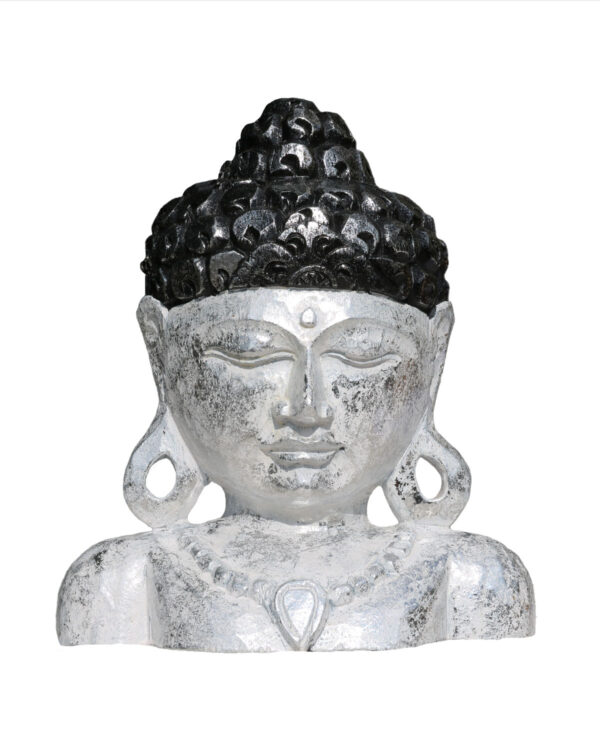 BUDDHA IN LEGNO DIPINTO MEZZO BUSTO CM 30