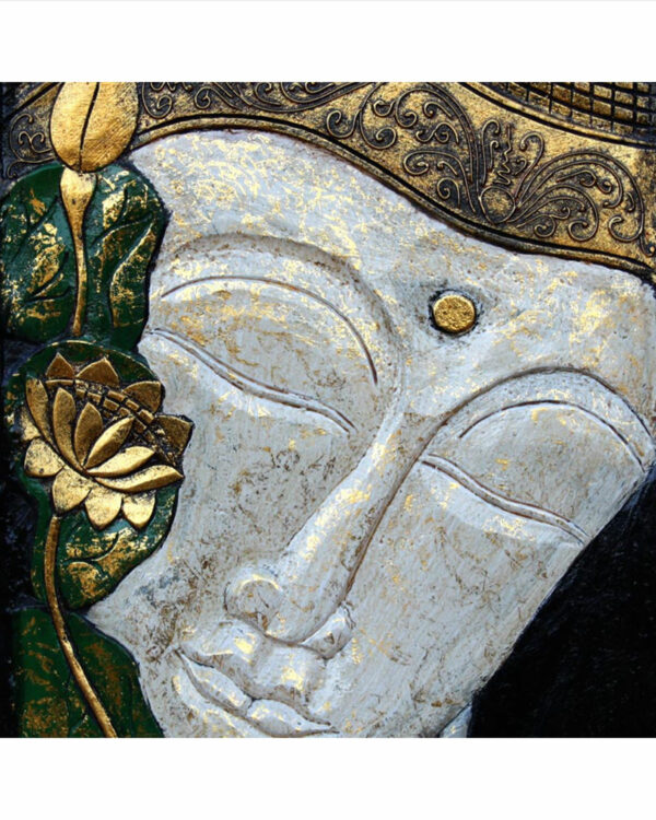 PANNELLO VISO DEL BUDDHA CON FIORI (CM 40 X 70)