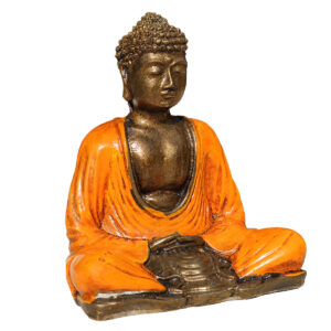 BUDDHA IN RESINA DIPINTA MEDITAZIONE CM 15