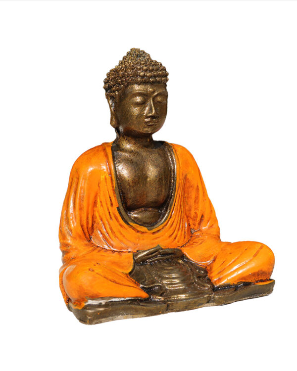 BUDDHA IN RESINA DIPINTA MEDITAZIONE CM 15