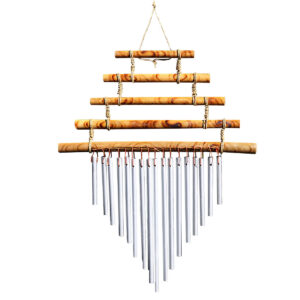 CAMPANA DEL VENTO IN BAMBOO ORIZZONTALE E ALLUMINIO CM 30