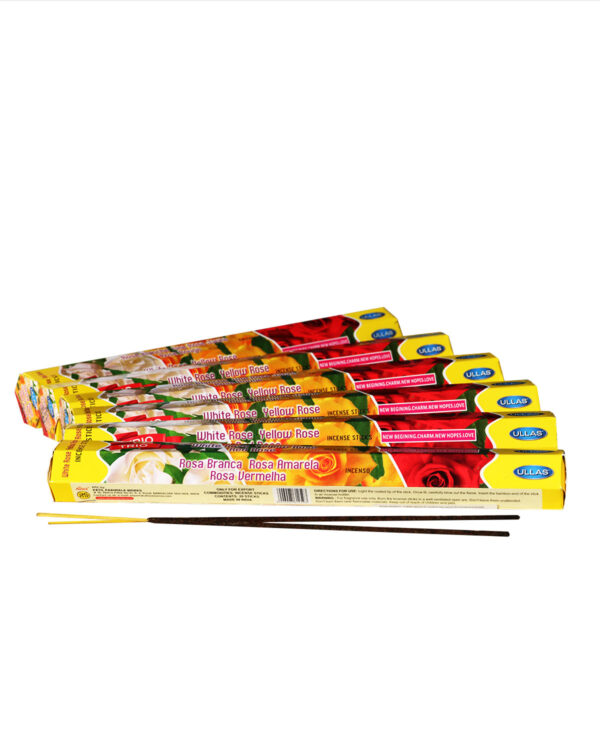 INCENSI  ROSA BIANCA GIALLA ROSSA  (marche assortite) ( 6 p. esag. X 20 sticks )