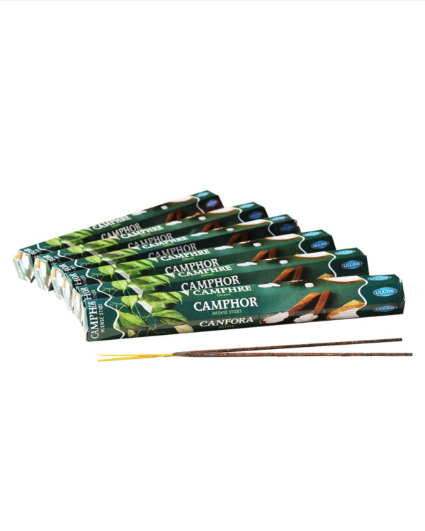 INCENSI  CANFORA (marche assortite) ( 6 p. esag. X 20 sticks )