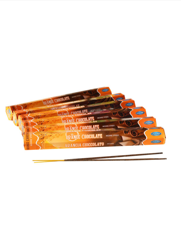 INCENSI  ARANCIA E CIOCCOLATO ( marche assortite ( 1 pacchetto esagonale x 20 sticks )