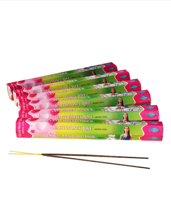 INCENSI  SALUTE DENARO E AMORE ( marche assortite) ( 1 pacchetto esagonale x 20 sticks )