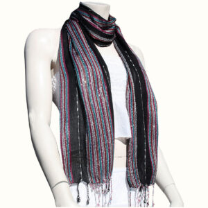 SCIARPINA IN COTONE RIGHINA E TINTA UNITA CON LUREX