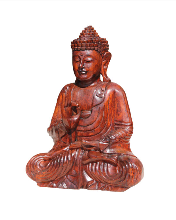 STATUA BUDDHA IN LEGNO NATURALE CM 40