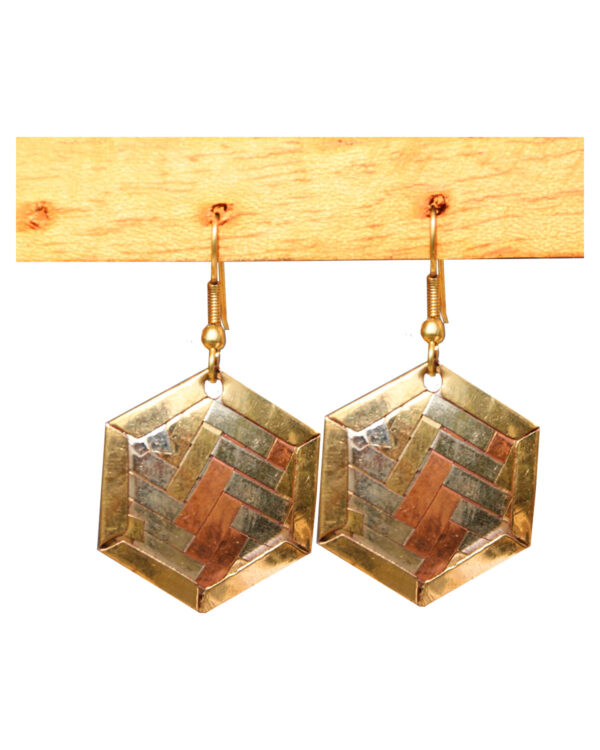 ORECCHINI IN OTTONE DECORATI ORO RAME E ARGENTO