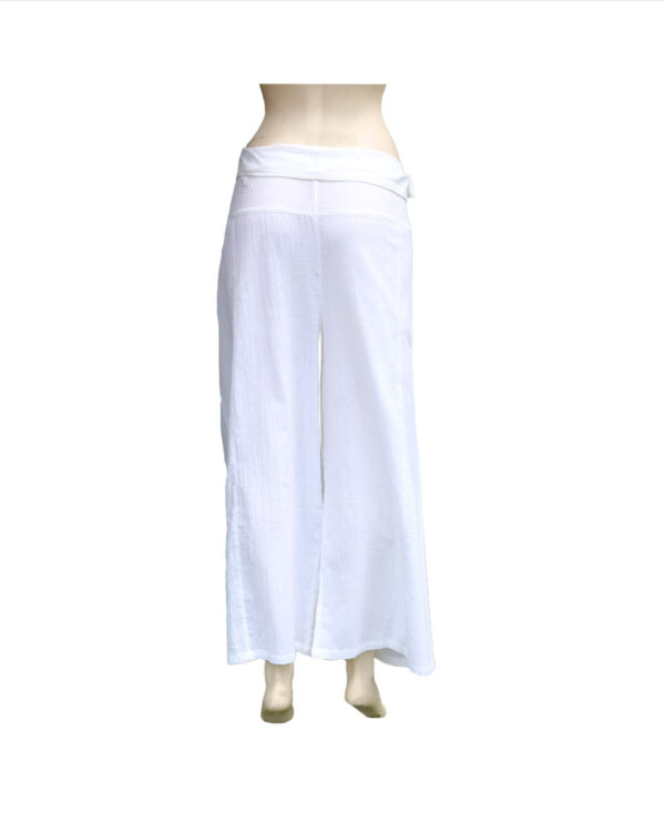PANTALONI IN PURO COTONE BIANCHI STILE THAI PER YOGA E TAI CHI