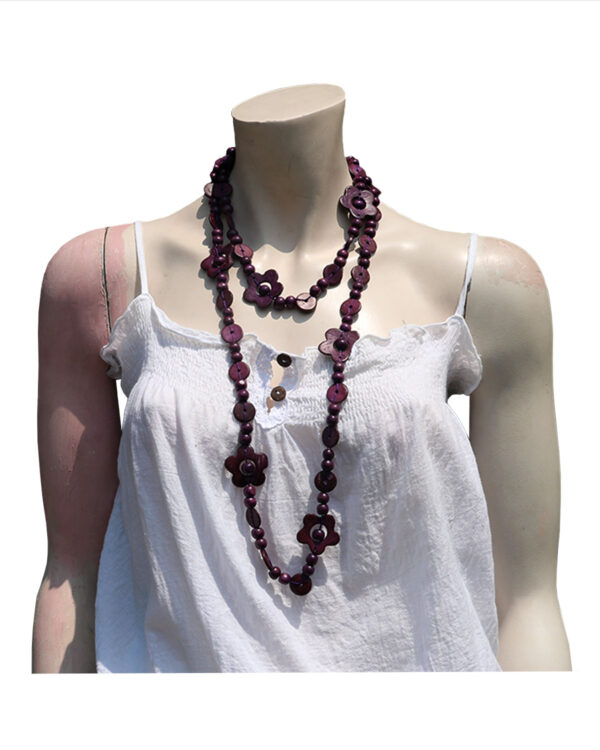 COLLANA TINTA UNITA A CERCHI O FIORI IN COCCO
