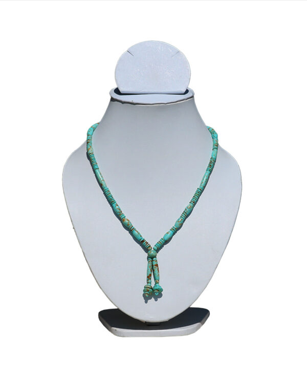 COLLANA IN OSSO PERLE PIATTE E LUNGHE CON DOPPIO PENDAGLIO