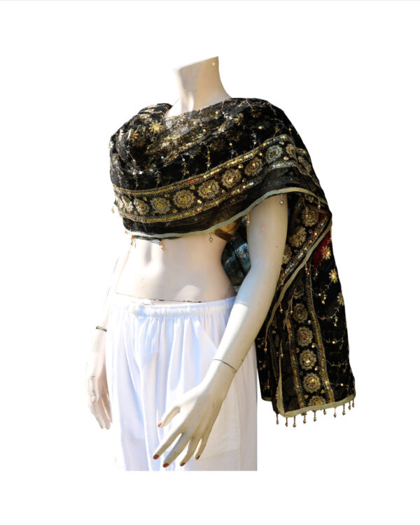 DUPATTA CON RICAMI IN BROCCATO DORATI