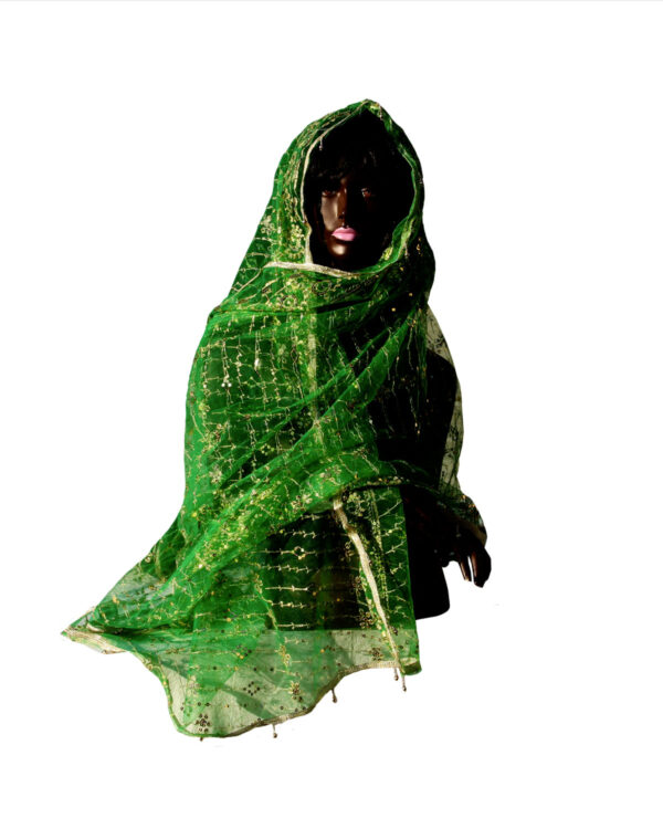 DUPATTA CON RICAMI IN BROCCATO DORATI