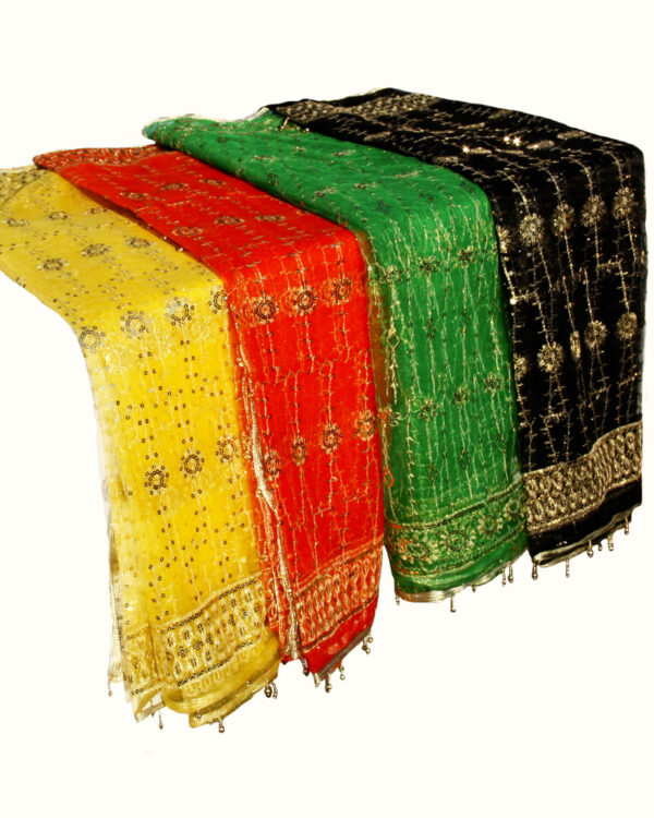 DUPATTA CON RICAMI IN BROCCATO DORATI