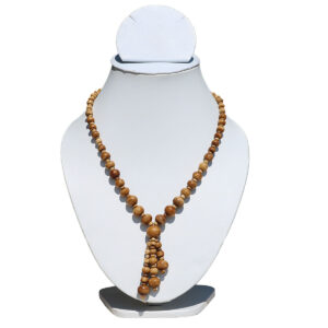 COLLANA IN OSSO A PERLE TONDE CON 3 PENDAGLI