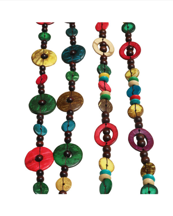 COLLANA IN COCCO LUNGA CON DISCHETTI  COLORATI