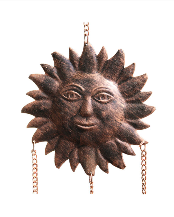 CAMPANA DEL VENTO IN RAME ANTICHIZZATO SOLE CM 16