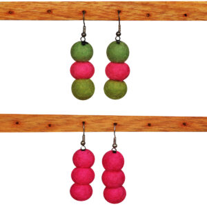 ORECCHINI IN LANA COTTA 3 PALLINE PICCOLE