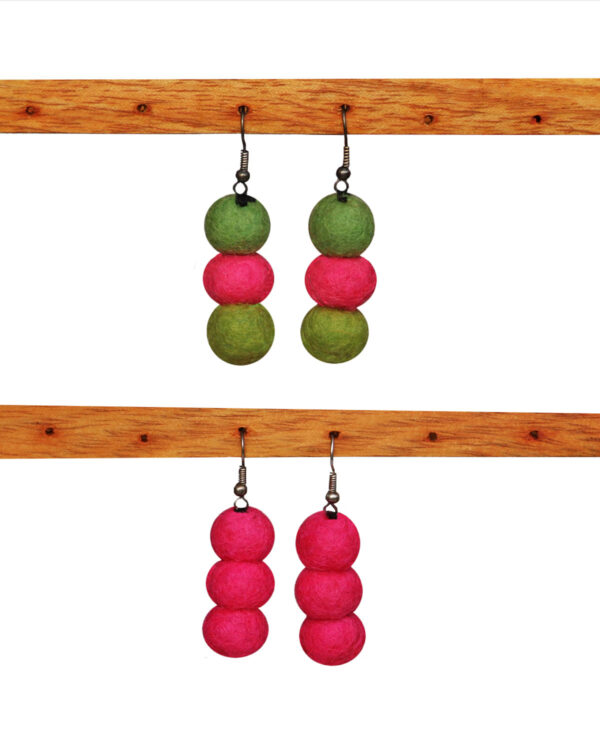 ORECCHINI IN LANA COTTA 3 PALLINE PICCOLE