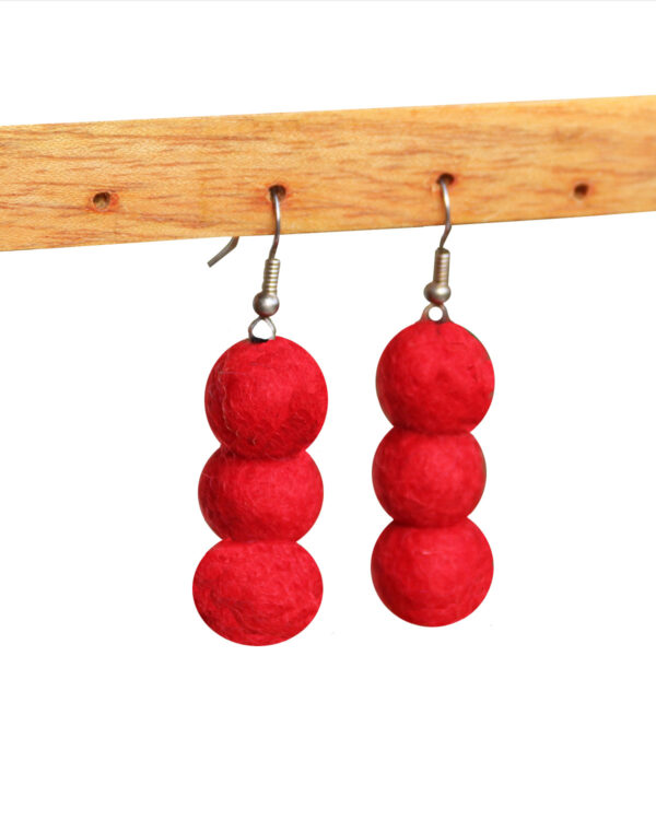 ORECCHINI IN LANA COTTA 3 PALLINE PICCOLE