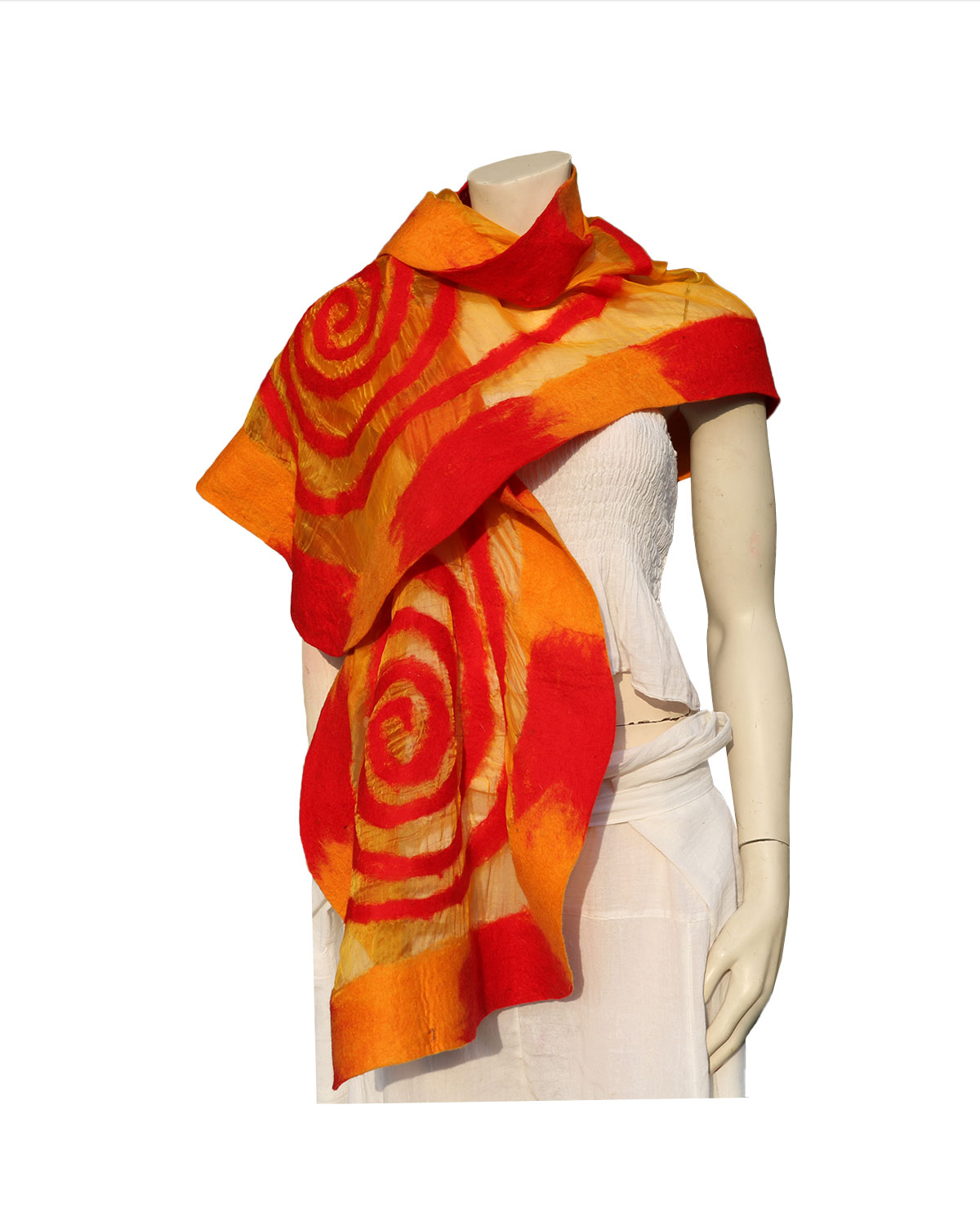 8490 SCIARPA IN LANA COTTA CON TULLE  DI SETA