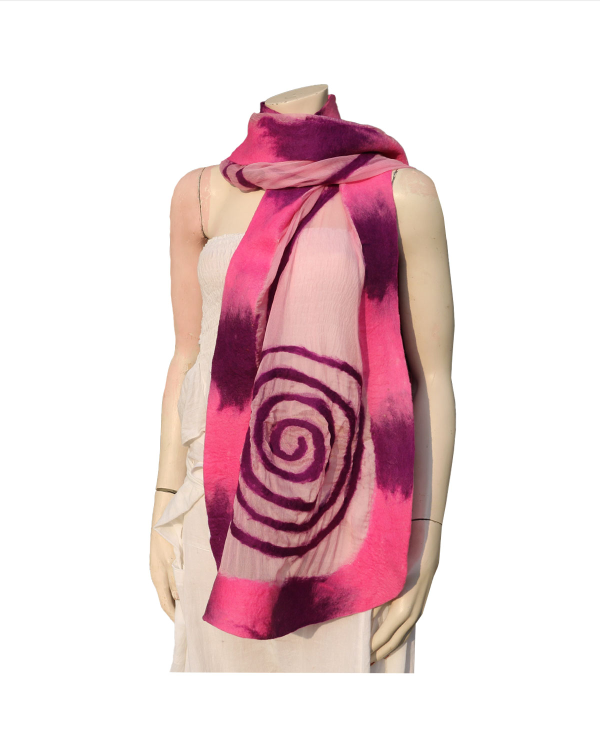 8490_1 SCIARPA IN LANA COTTA CON TULLE  DI SETA