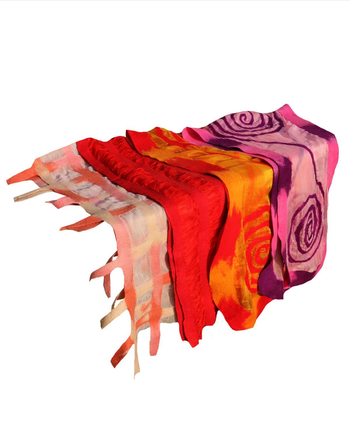 8490_2 SCIARPA IN LANA COTTA CON TULLE  DI SETA