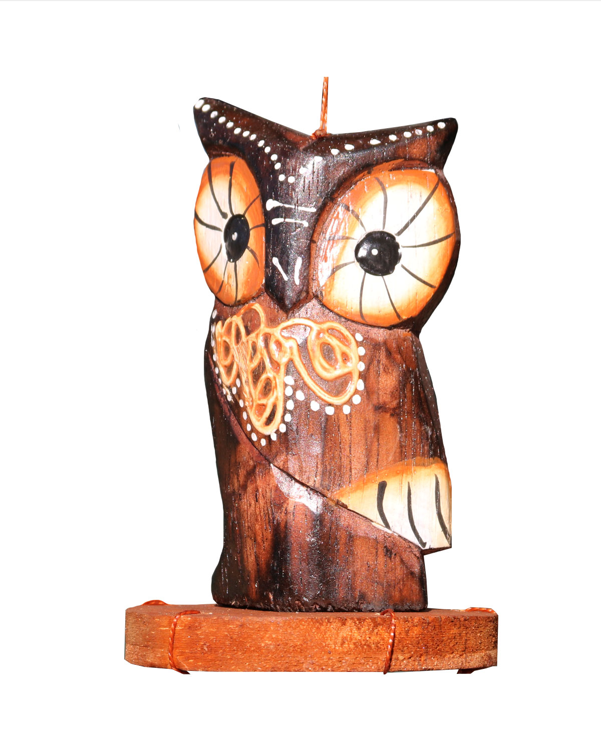 0746_2 WINDCHIME IN LEGNO E ALLUMINIO CIVETTA SINUOSA