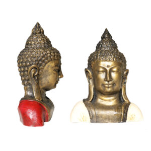 STATUA IN RESINA DIPINTA BUDDHA TIBETANO MEZZO BUSTO CM 25
