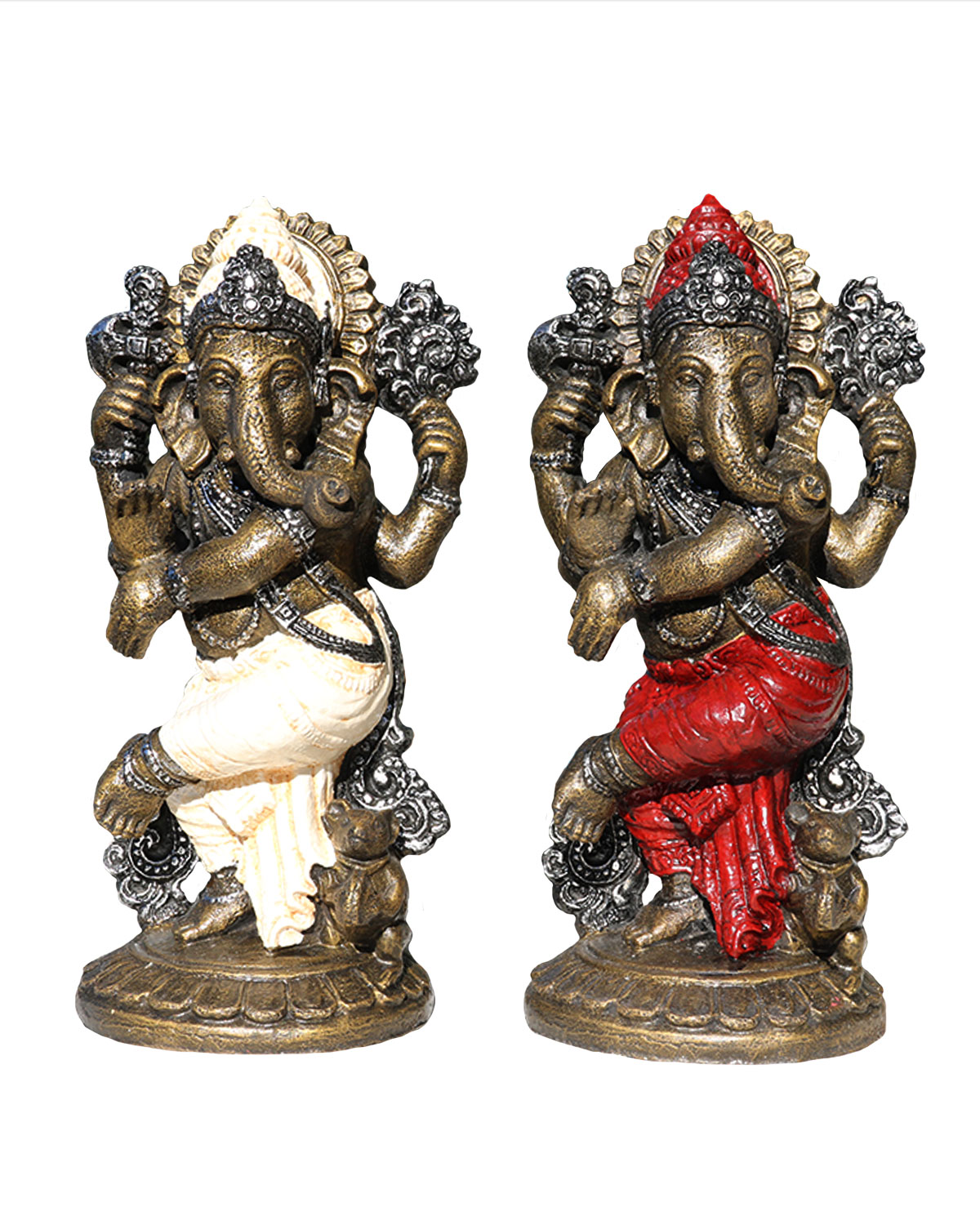 3654 STATUA IN RESINA DIPINTA GANESH DANZANTE CM 55