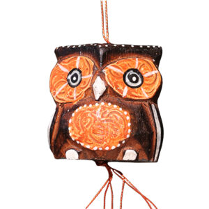 WINDCHIME IN LEGNO E ALLUMINIO CON CIVETTA OCCHIONI