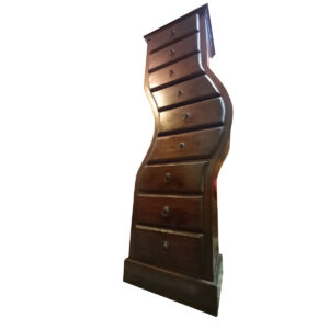 CASSETTIERA SINUOSA STORTA IN TEAK SCURO