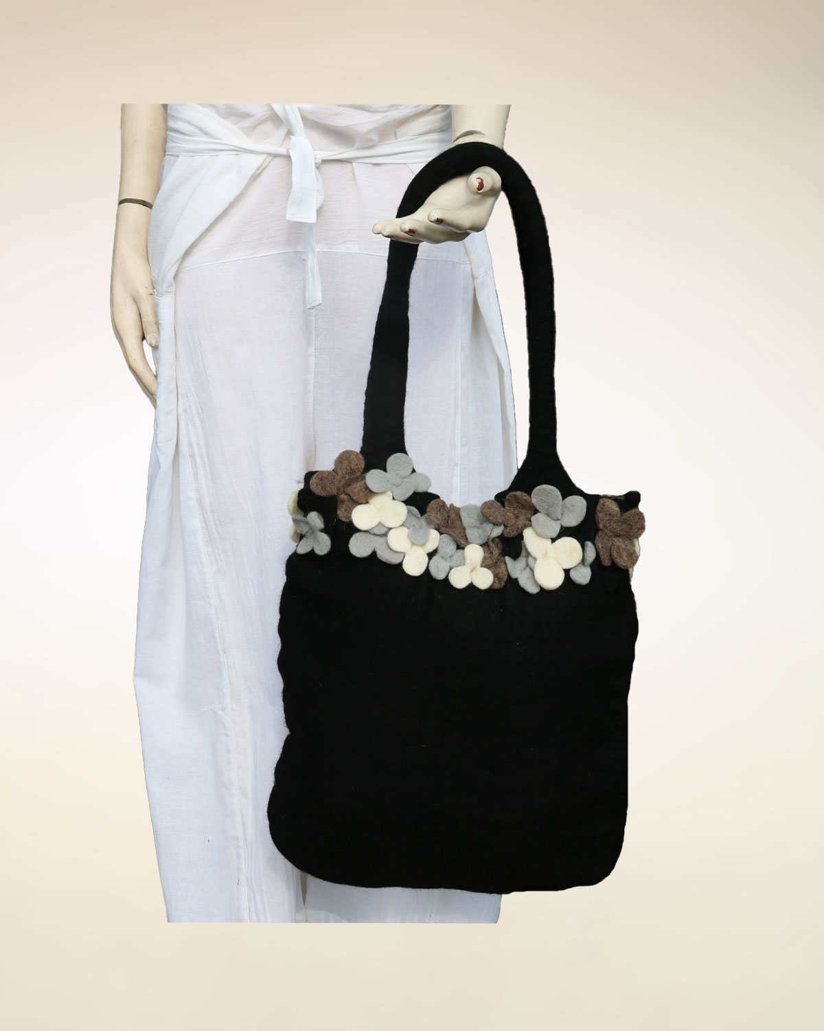 8492_1 BORSA IN LANA COTTA GIGANTE CON FIORI